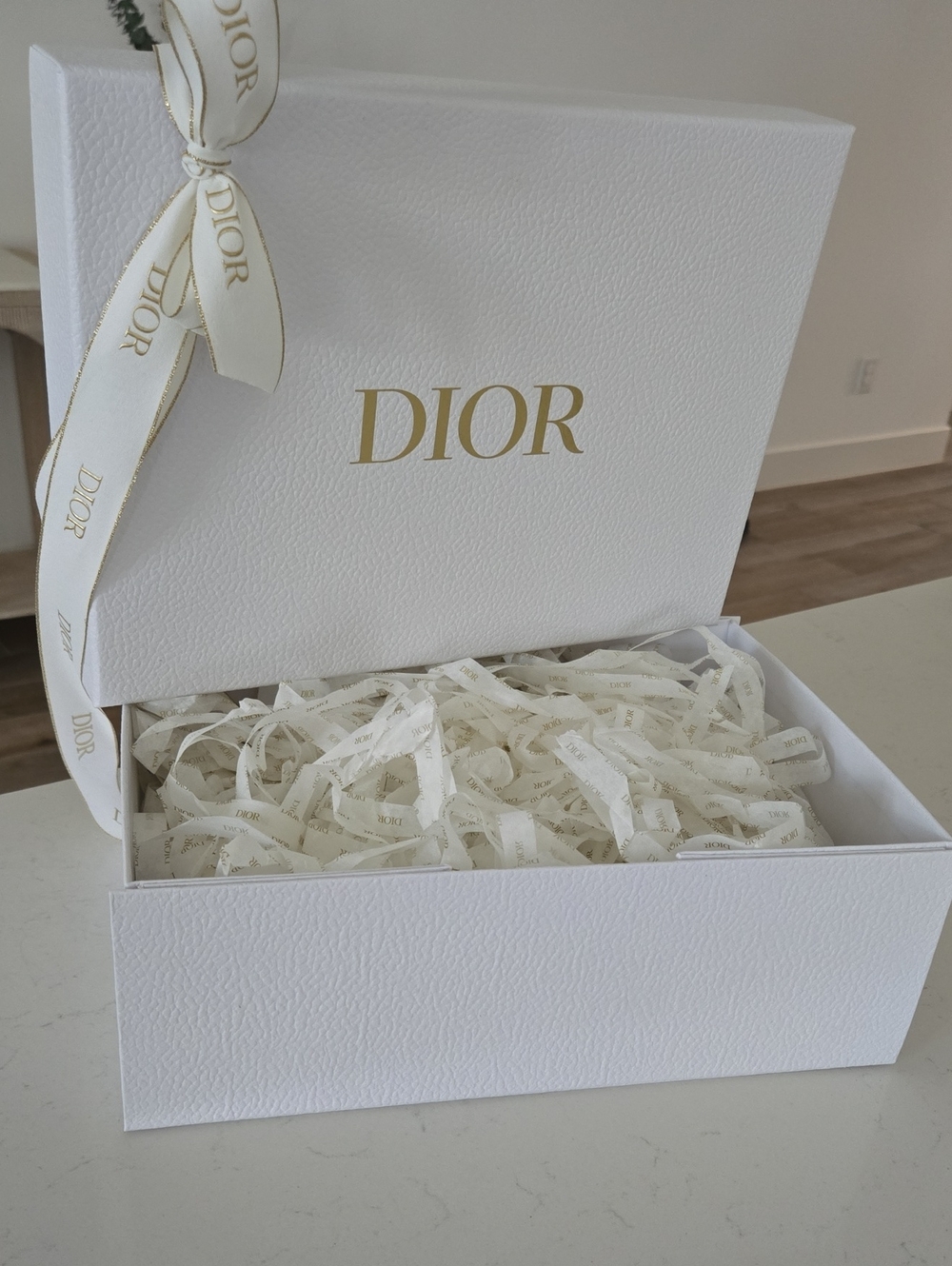 Dior gift box & Dior Ribbon Gold & White.
